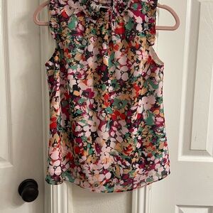 J. Crew Multicolor Floral Ruffle Blouse